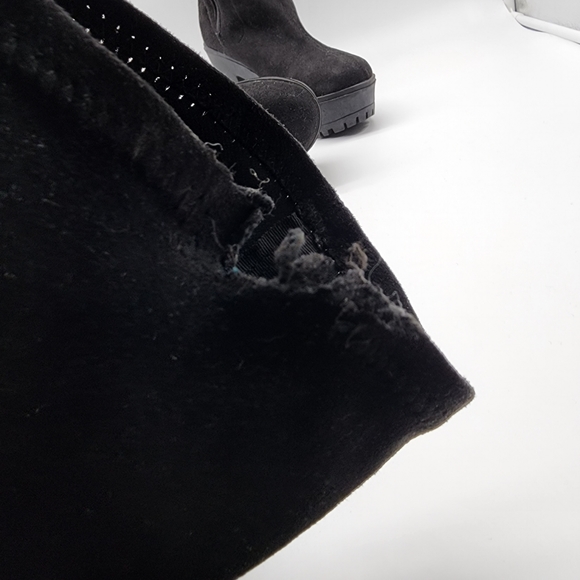 Aus 10 Black Thigh High Platform Faux Suede Boots - Picture 9 of 16